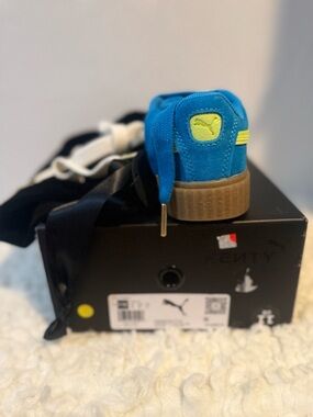 Puma Kids' Blue Suede Sneakers with Gum Sole